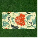 Custom Personalized Auto Tag With Cartoon Red Flower Leaves Design