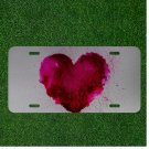 Custom Personalized License Plate Auto Tag With Splash Paint Pink Heart Design