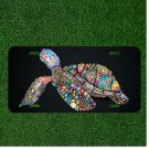 Custom Personalized License Plate Auto Tag With With Big Colorful Turtle Design