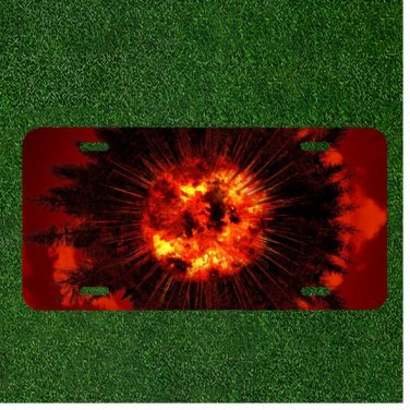 Custom Personalized License Plate Auto Tag With Red Fire Explosion Design NEW