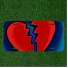 Custom Personalized License Plate Auto Tag With Broken Red Heart Design Art