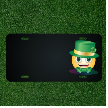 Custom Personalized License Plate With Add Names To Emoji Face Leprechaun Hat