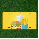Custom Personalized License Plate Auto Tag With Drink Burger And Fries Design