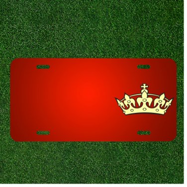Custom Personalized License Plate With Add Names To Tiara Crown Yellow King