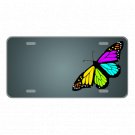 Custom Novelty License Plate With Rainbow Butterfly Gray Background Add Names