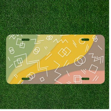 Custom Personalized License Plate Auto Tag With Circles Squares And Squigglys
