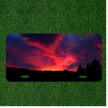 Custom Personalized License Plate Tag With Stunning Purple And Orange Sunset