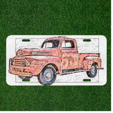 Custom Personalized License Plate Auto Tag With Amazing Red Truck Design
