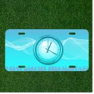 Custom Personalized License Plate Auto Tag With Blue Time Clock Design
