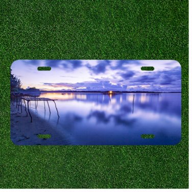 Creative License Plate Auto Tag With Purple Looking Water And Sky