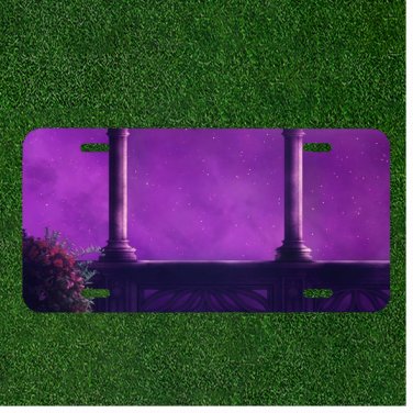 Custom Personalized License Plate Auto Tag With Purple Stars View Design