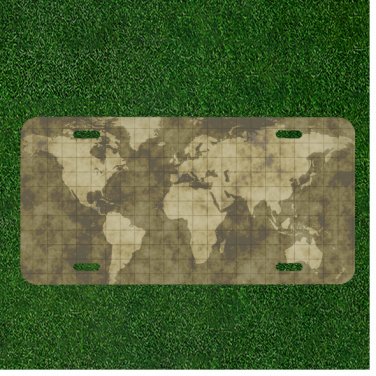 Custom Personalized License Plate Auto Tag With Green Earth Map Design