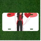 Custom Personalized License Plate Auto Tag With Women With Heart Balloons