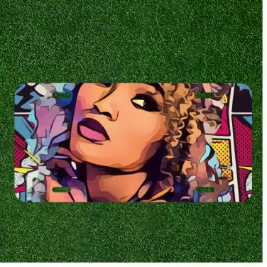 Custom Personalized License Plate Auto Tag With Gorgeous Women Design Art