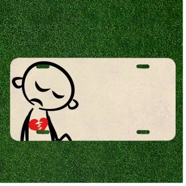 Custom Personalized License Plate Auto Tag With Broken Hearted Boy Design