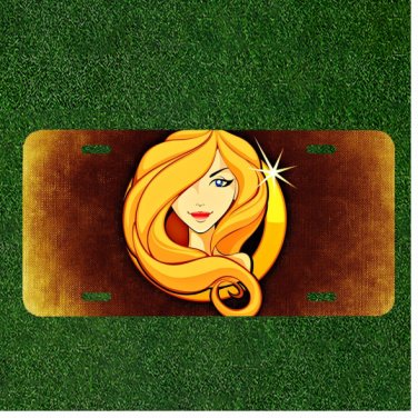 Custom Personalized License Plate Auto Tag With Fancy Blonde Women Design