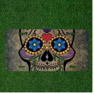 Custom Personalized License Plate Auto Tag With Amazing Fancy SKull Design