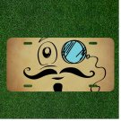 Custom Personalized License Plate Auto Tag With Mustache Emoji Design Art