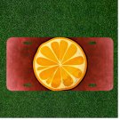 Custom Personalized License Plate Auto Tag With Fancy Orange Design Art