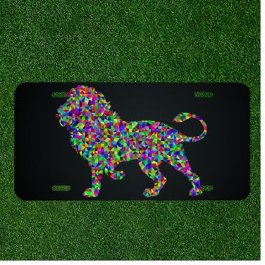 Custom Personalized License Plate Auto Tag With Colorful Lion Desgin Art