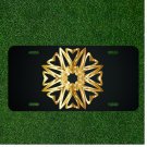 Custom Personalized License Plate Auto Tag With Fancy Golden Heart Flower