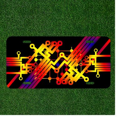 Custom Personalized License Plate Auto Tag With Colorful Fancy Design Abstract