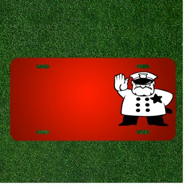 Custom Personalized License Plate With Add Names To Policeman Stop Traffic