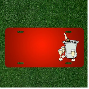 Custom Personalized License Plate With Add Names To Champagne Ice Glasses