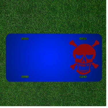 Custom Personalized License Plate With Add Names To Skull Crossbones Red