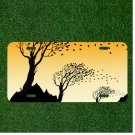 Custom Personalized License Plate Auto Tag With Amazing Black Tree Orange Design
