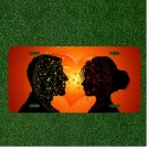 Custom Personalized License Plate Auto Tag With Couple With Orange Heart Design