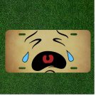 Custom Personalized License Plate Auto Tag With Emoji Crying With Tears Design