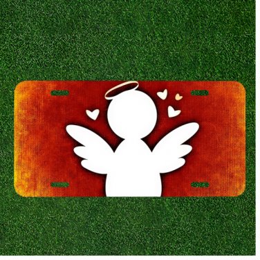 Custom Personalized License Plate Auto Tag With Amazing White Halo Angel Design
