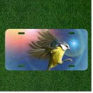 Custom Personalized License Plate Auto Tag With Colorful Bird With Feet Out
