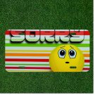 Custom Personalized License Plate Auto Tag With Sorry Emoji Face Colorful Design