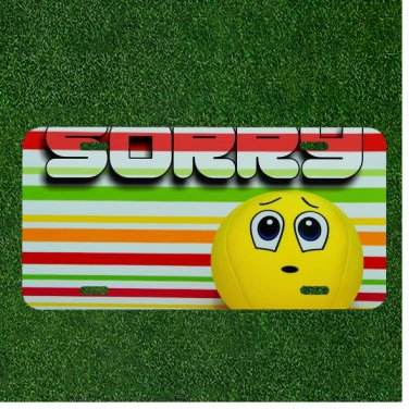 Custom Personalized License Plate Auto Tag With Sorry Emoji Face Colorful Design