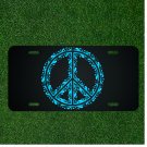 Custom Personalized License Plate Auto Tag With Fancy Blue Peace Symbol Design
