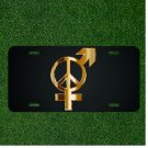 Custom Personalized License Plate Auto Tag With Golden Peace Arrow Symbol Design