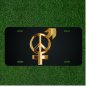 Custom Personalized License Plate Auto Tag With Golden Peace Arrow Symbol Design