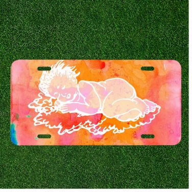 Custom Personalized License Plate Auto Tag With Baby Sleeping Design Art NEW