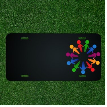 Custom Personalized License Plate With Add Names To Colorful People CIrcle NEW