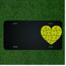 Custom Personalized License Plate With Add Names To Yellow Puzzle Heart Design