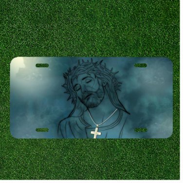 Custom Personalized License Plate Auto Tag With Jesus And Cross Design NEW