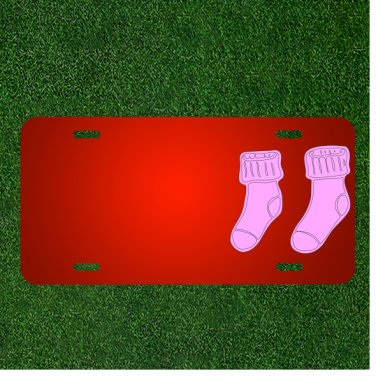 Custom Personalized License Plate With Add Names To Socks Stockings Pink Warm