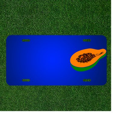 Custom Personalized License Plate With Add Names To Papaya Fruit Halved Fresh