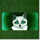 Custom Personalized License Plate Tag With Stunning White Cat With Green Eyes