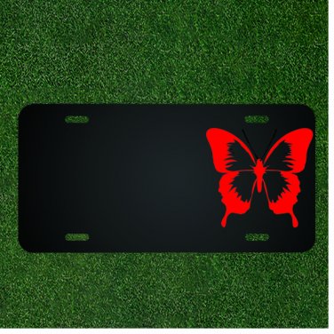 Custom Personalized License Plate With Add Names To Butterfly Fly Moth Red