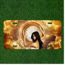Custom Personalized License Plate Auto Tag With Golden Clock Women Design Art