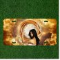 Custom Personalized License Plate Auto Tag With Golden Clock Women Design Art