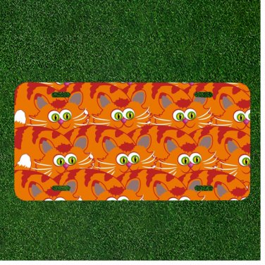 Custom Personalized License Plate Auto Tag With Orange Cat Funny Design NEW